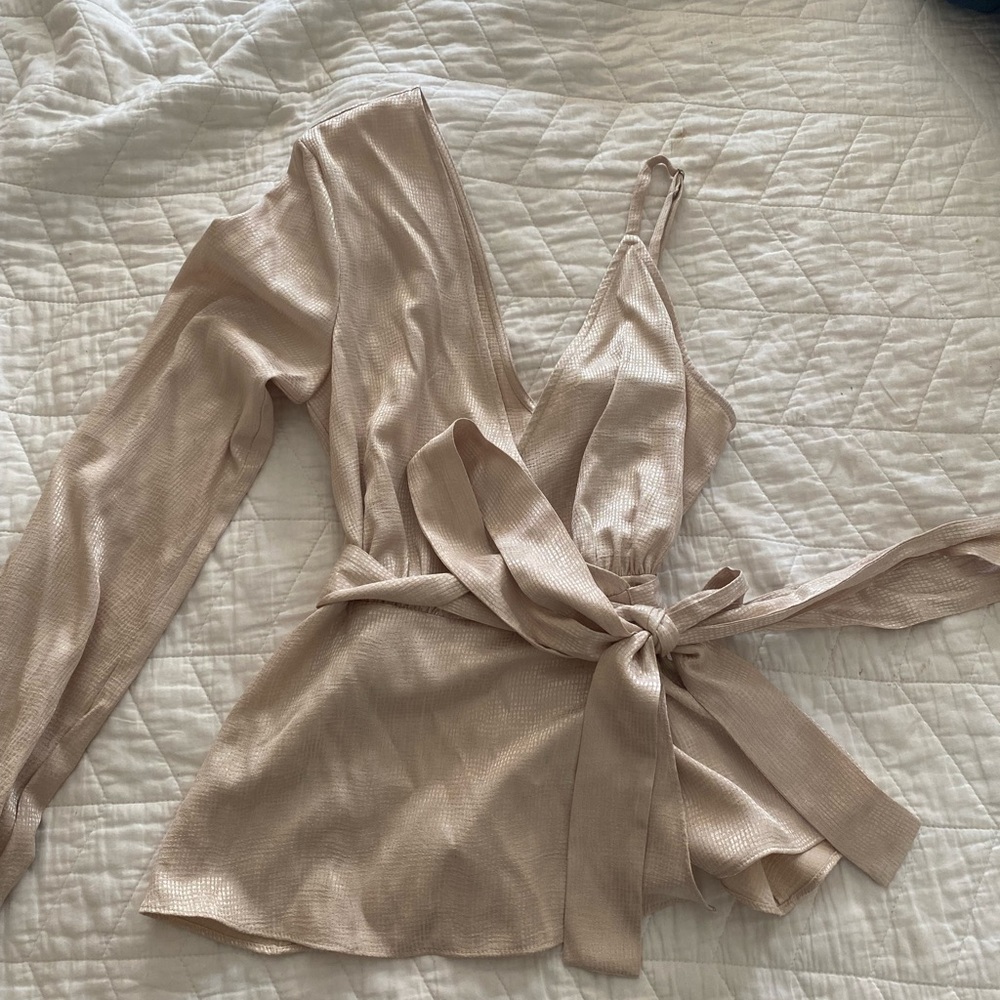 BCBG Champagne One Shoulder Top size XS